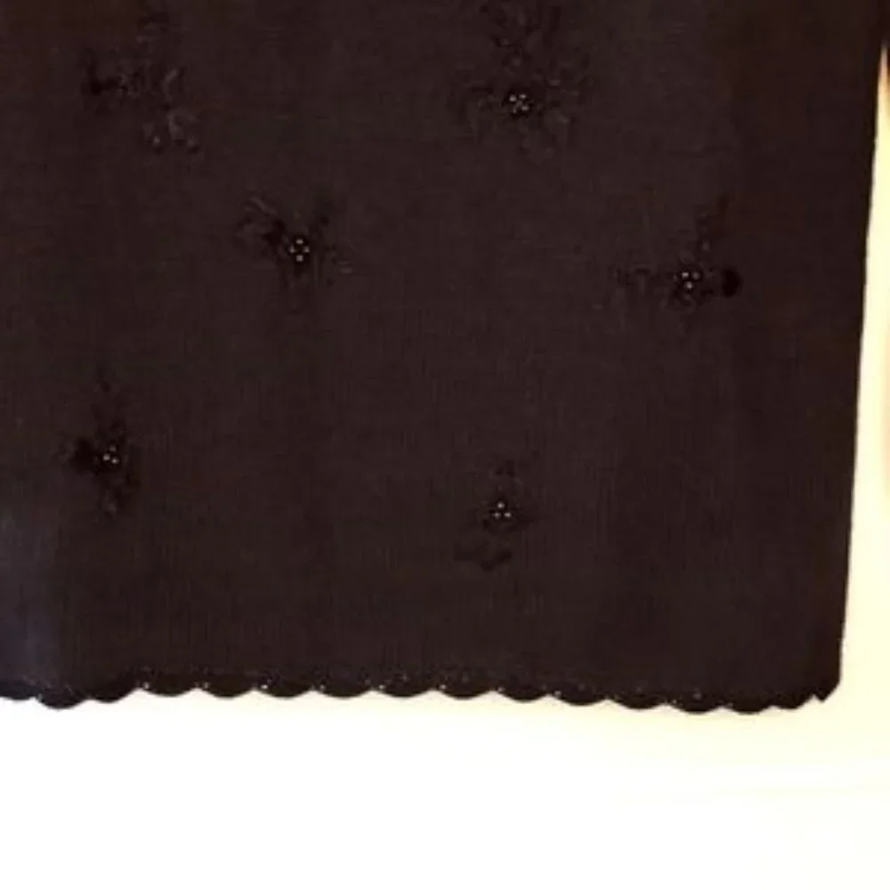 Vintage Laura Tyler Women's Faux Pearl Sweater - Size (M) - Black - Picture 5 of 7